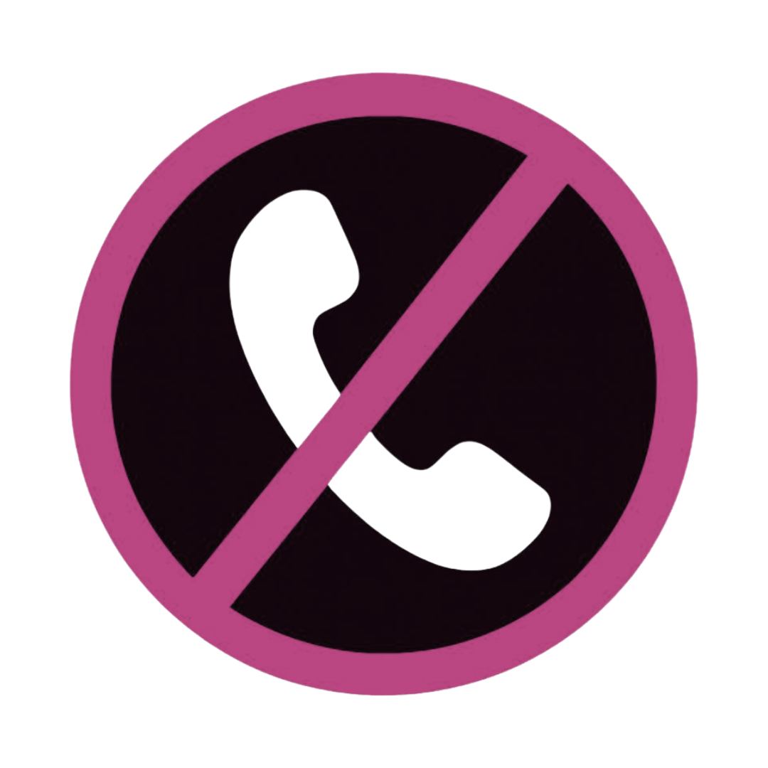 Icon of a phone with a cross through it